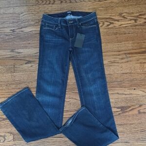 PAIGE Women's Dark Blue Straight Leg Jeans